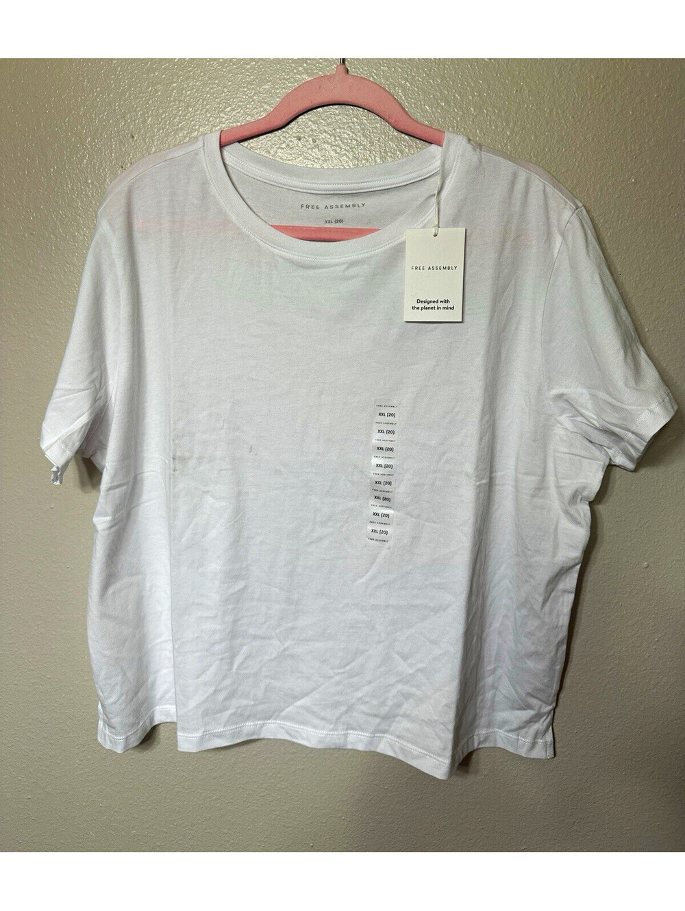 Free Assembly Plus Size 20 White Solid Cotton Jersey Relaxed Crew T-Shirt